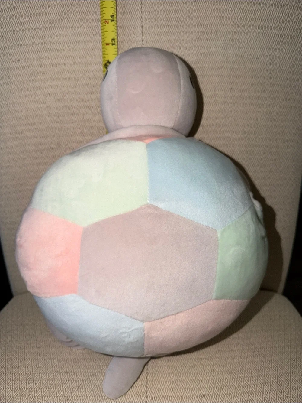 Plush Pastel Turtle Pillow - Soft Mint, Peach, Cream